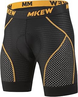 MKEW Men's High-Density Sponge Padded Cycling Underwear - Italian Memory Foam Bike Liner Shorts for MTB & Road Biking Comfort