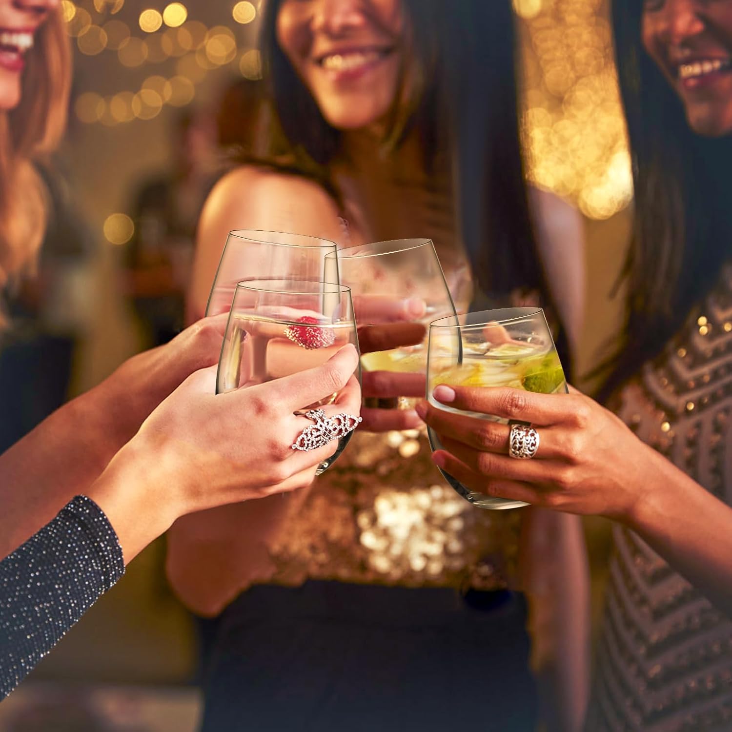 Stemless Wine Glasses, Hand Blown Drinking Glasses Set of 6 18oz, Crystal Wine Glass, Clear Red White Wine Glasses, Gift for Woman, Christmas, Anniversary, Birthday, Housewarming - Image 5