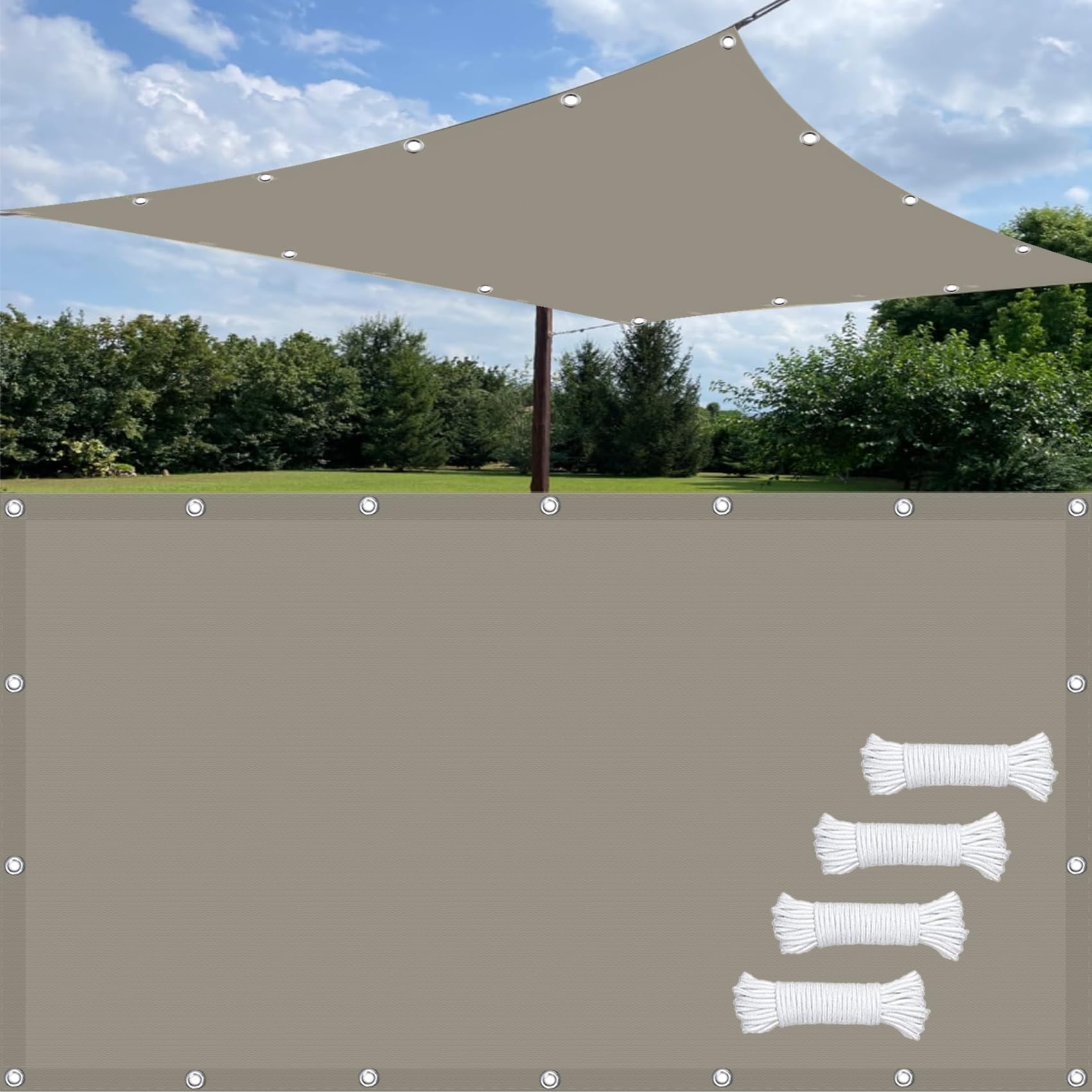 Toile d'ombrage anti-UV et imperméable kaki 185g/m² pour pergola de jardin