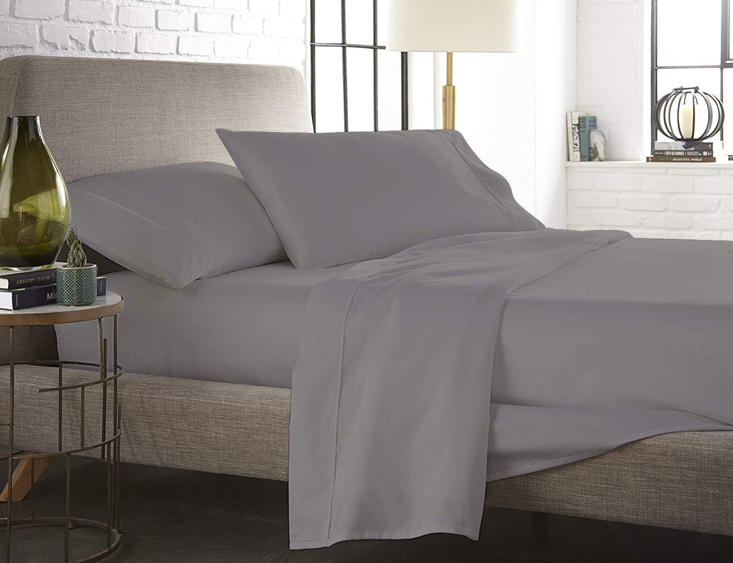 American Linen Supreme Quality Grey Solid! 800 Thread Count 100% Egyptian Cotton 4-Piece Bed Sheet Set with 22'' Deep Pockets King Size