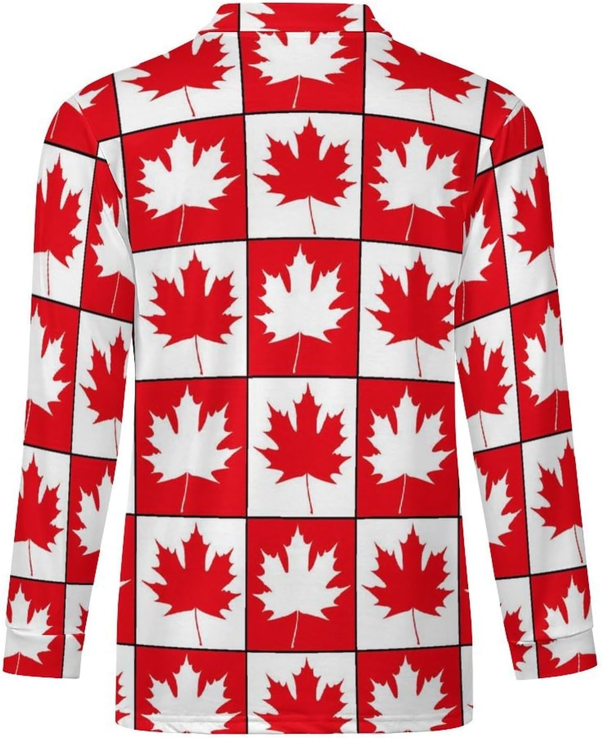 Canada Day Maple Leaf Men's Polo Shirts Long Sleeve Golf T-Shirts Casual Collared Tee