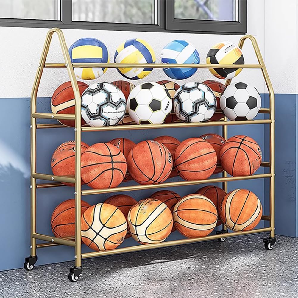 Pionowy stojak na piłki do koszykówki i piłki nożnej o 360° – stabilny stojak ekspozycyjny do domu – stylowy sportowy (L99 cm) – idealny dla sportowców i miłośników sportu