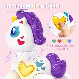 hahaland Toys for 1 Year Old Girl Toddler Girl Toys Unicorn Musical Light up Baby Girls, Interactive Travel One Year Old Baby Girl Birthday Gifts