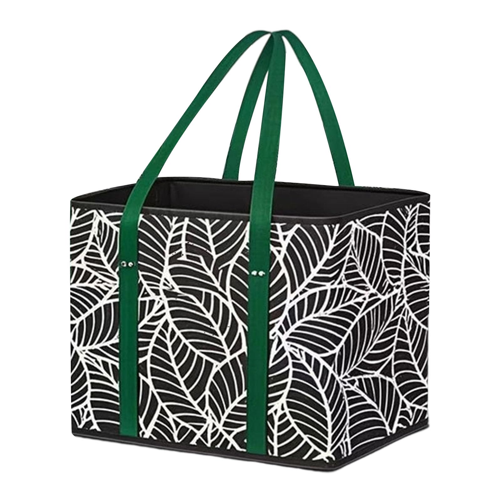 Foldable Grocery Bag with Reinforced Bottom Nonwoven Shopping Basket for Supermarket Hauling Outdoor Activities Nonwoven Storage Container