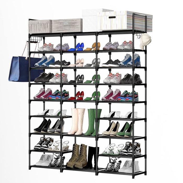 Buy 9 Tiers Shoe Rack Tall Shoe Organizer Metal Shoe Storage 50 Pairs