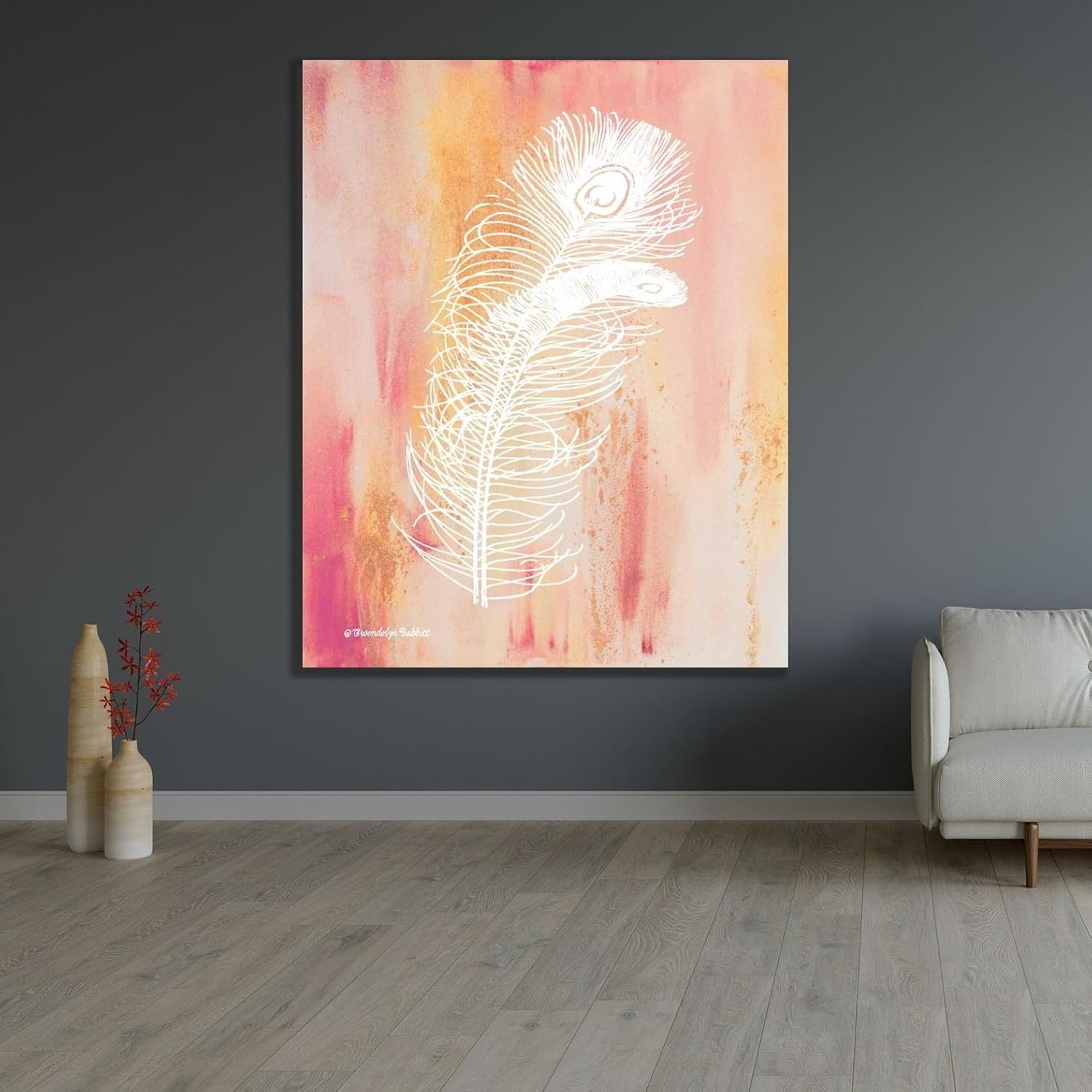 ArtDirect Whimsical Feathers II Unframed Art Print Giclee Poster by Babbitt, Gwendolyn - Ready for Framing with Customization Sizes 8x10, 11x14, 16x20, 24x30, 36x45, and 48x60 Inches