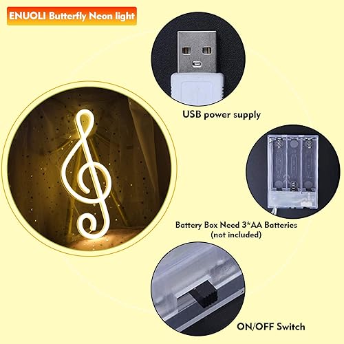 Miniatura 7 de Señales de neón de notas musicales, luces de neón blancas cálidas, luces de neón LED personalizadas para pared, dormitorio, sala de estar, fiesta,