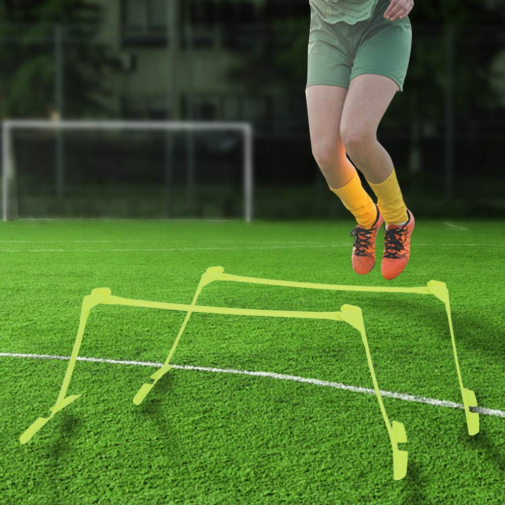 VINGVO Hurdles Training Equipment, Soccer Training Equipment 2pcs Plastic Adjustable Height Soccer Agility Speed Training Aids Speed Hurdles Yellow for Athletes on The