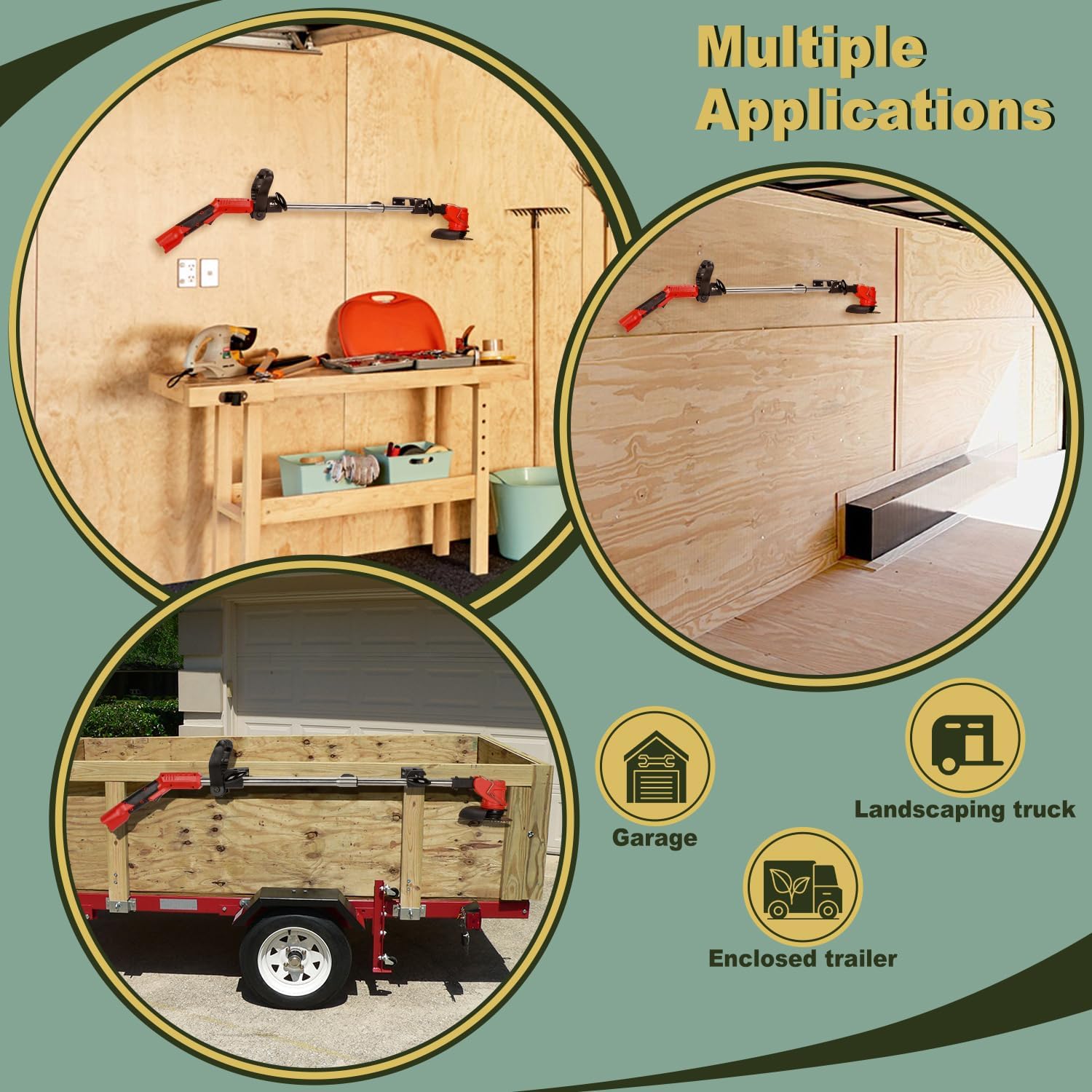 TOPOWN Metal Cargo Trimmer Racks for Enclosed Trailer Weedeater Holder for Garage Steel Trimmer Mount Hedge Trimmer Holder Heavy Duty - Safely Store Weed Wackers (Pack of 2)