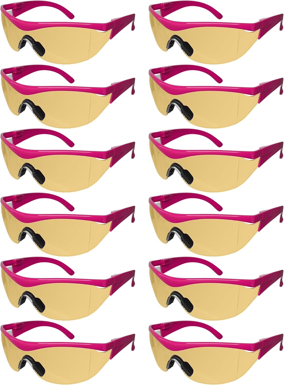Navigator Safety Glasses for Men & Women | ANSI Z87.1+ CE EN166, Anti-Scratch, UV Protective Eyewear & Clear Eye Protection Glasses with Navigator | Reader Safety Work Glasses | Pink - Amber - 12Pack