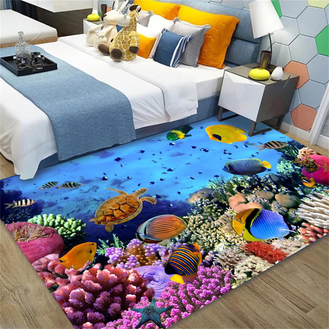Tapis Anti Bruit 80X120Cm De Sol Bureau 10 Chien Moquettes, Et sous-Tapis D' Eveil Seaquarium Spécial Rêve sous - Marin Monde Bleu Violet