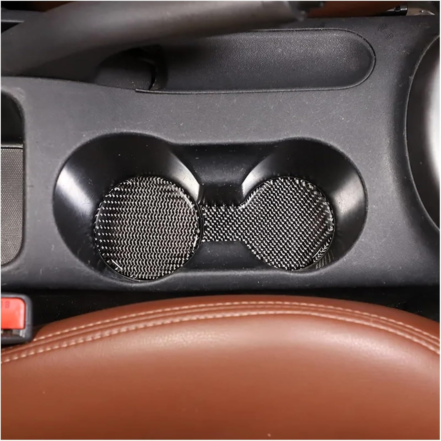 Soft Carbon Fiber Car Water Cup Holder Groove Pad Trim Sticker Car Accessories Compatible with Kia Soul AM 2009 2010 2011 2012 2013(Carbon Fiber)