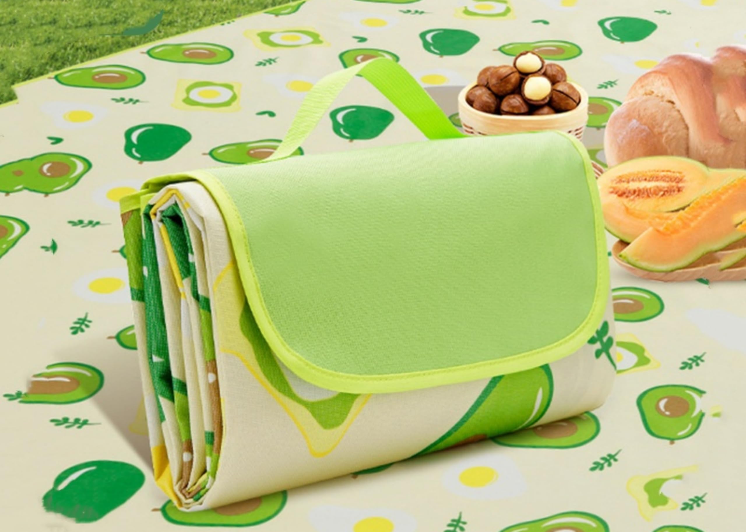 A Liittle Tree- Large Picnic Mat Rug, Foldable Durable Waterproof Sandproof Lightweight Quick-Dry Portable, Camping Blanket for Outdoor Picnic, Concert, Travel, Camping, Hiking(Avocado)