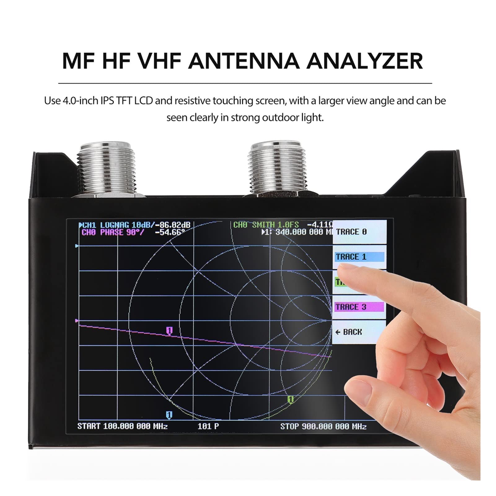 Spektrumanalysatoren 3G -Vektor -Netzwerkanalysator 4,0 Zoll Berührungsbildschirm SAA-2N VNA V2 Antennenanalysator Shortwave HF VHF UHF Messung der S -Parameter, Spannungswellenverhältnis