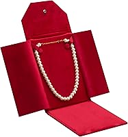 Vista 3 de COWFEX Terciopelo collar joyería carpeta de viaje almacenamiento vitrina (rojo)