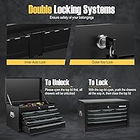 Vista 6 de ERGOMASTER Steel Tool Box, 24'' Metal Tool Box with 6 Drawers, Lockable Heavy Duty Tool Chest Cabinet Storage Toolbox for Garage, Workshop, Repair