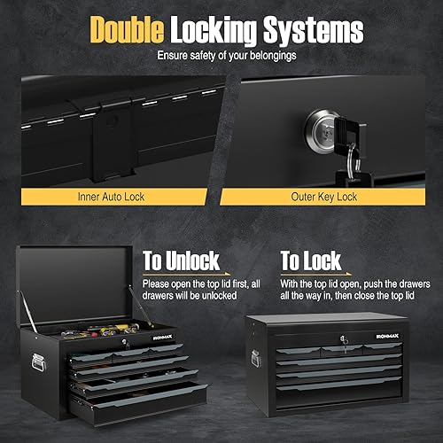 Miniatura 6 de ERGOMASTER Caja de Herramientas de Acero, Caja de Herramientas de Metal de 24'' con 6 Cajones, Gabinete Cofre de Herramientas de Almacenamiento