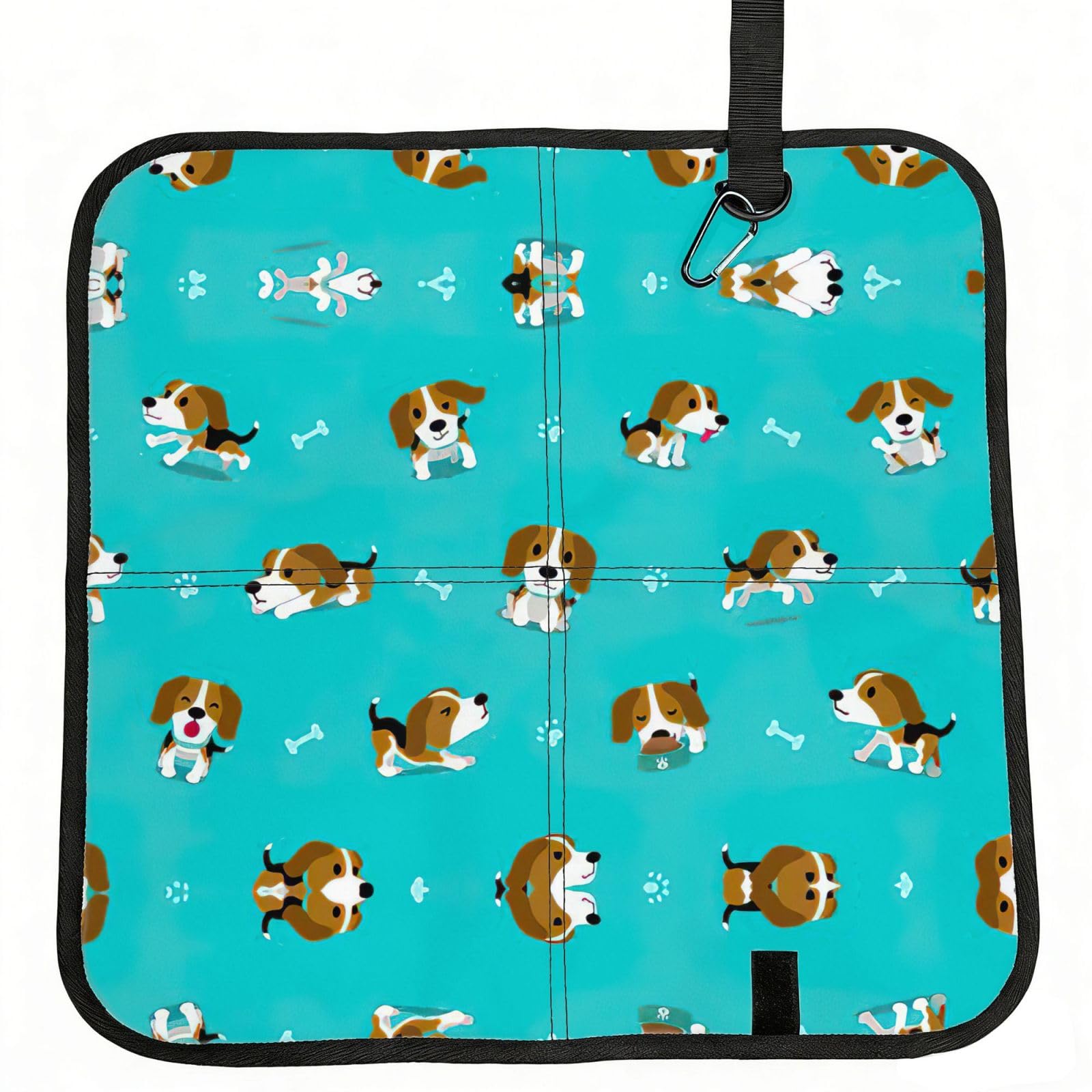 SDEGTHO Cartoon Beagle Dog Printed Foldable Seat Pad with Closure, Lightweight Cushion for Airplane Travel Camping