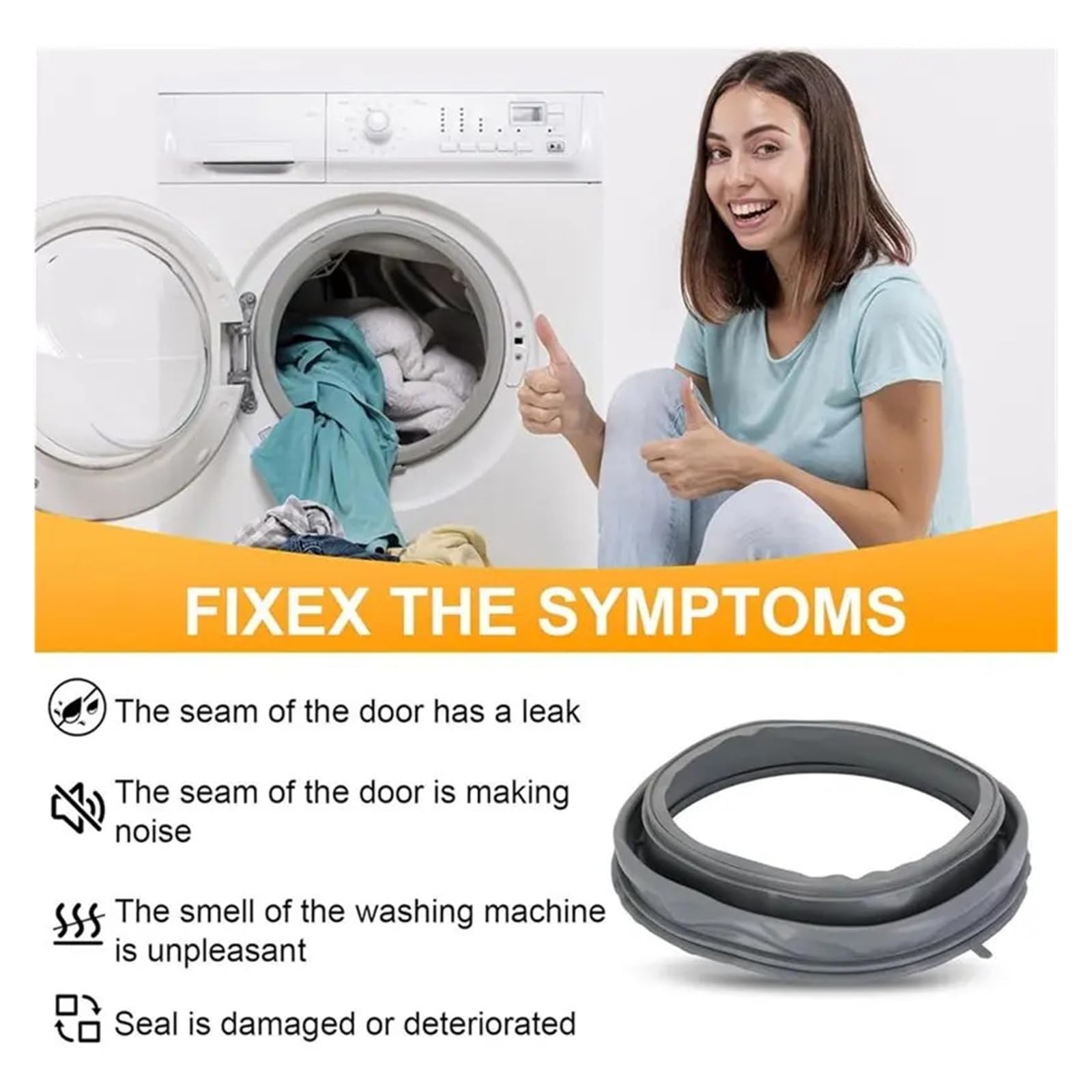 Compatible con Whirlpool, Junta de Puerta WPW10381562 Lavadora | WPW10381562/W10290499 maletero de puerta, junta de arandela, pieza de repuesto