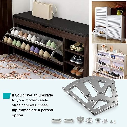 Miniatura 7 de PHITUODA Bisagras de gabinete de 3 capas para zapatos, accesorios de repuesto de acero inoxidable para cocina, sala de estar, 1 par