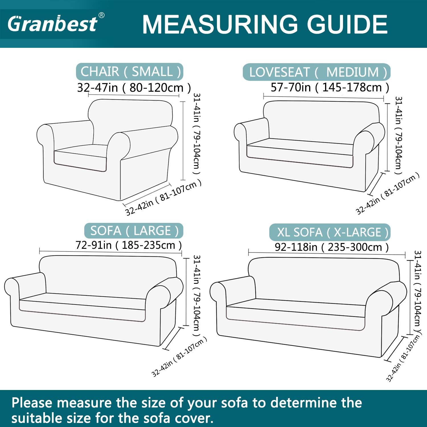 Granbest High Stretch Couch Cover 1-Piece Stylish Sofa Covers for 3 Cushion Couch Jacquard Sofa Slipcover Living Room Furniture Protector for Dogs Pets (Large, Coffee)