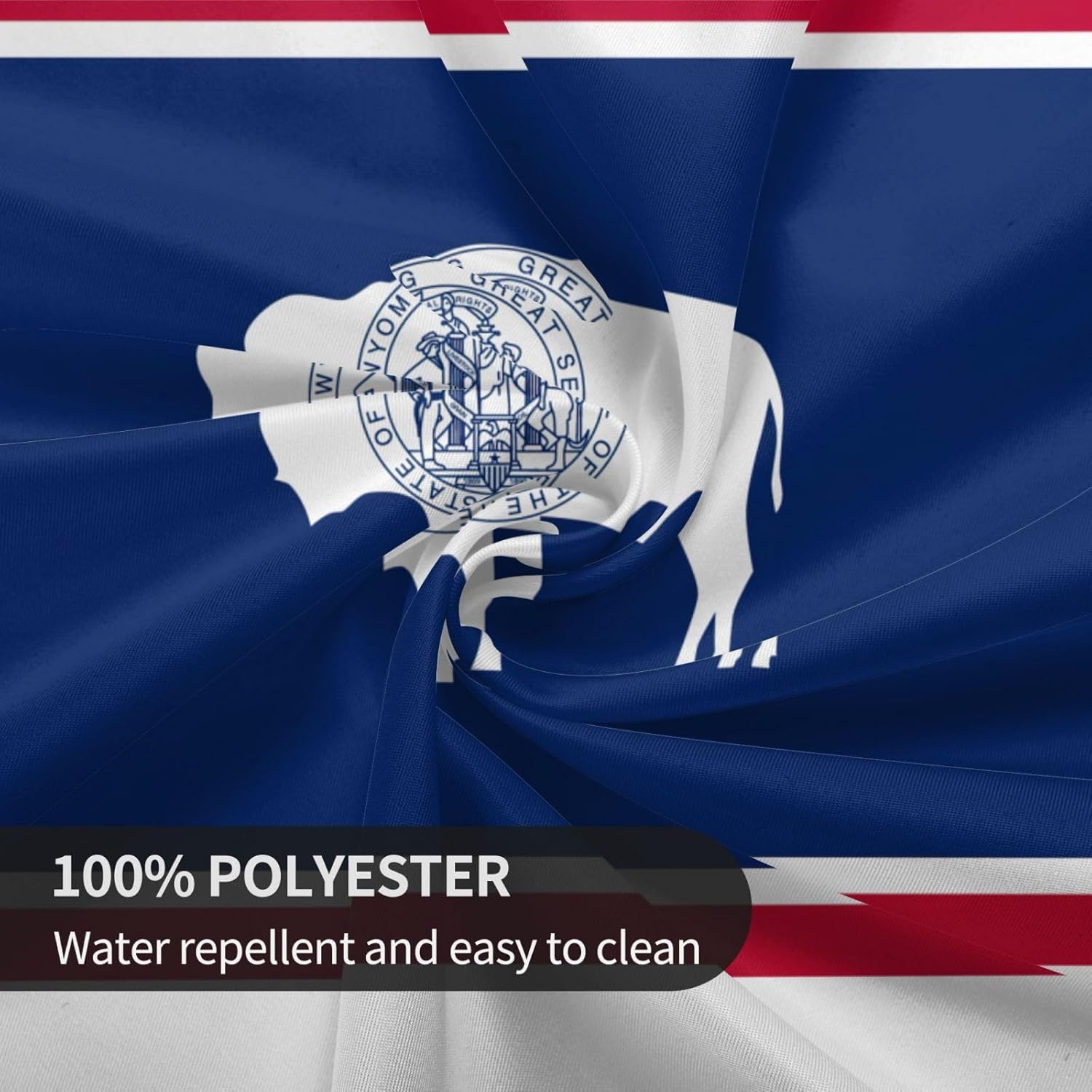 Wyoming State Flag Print Wrinkle Free Dining Table Cover for Birthday Party Farmhouse Tablecloths Up to 60 x 60 Inches