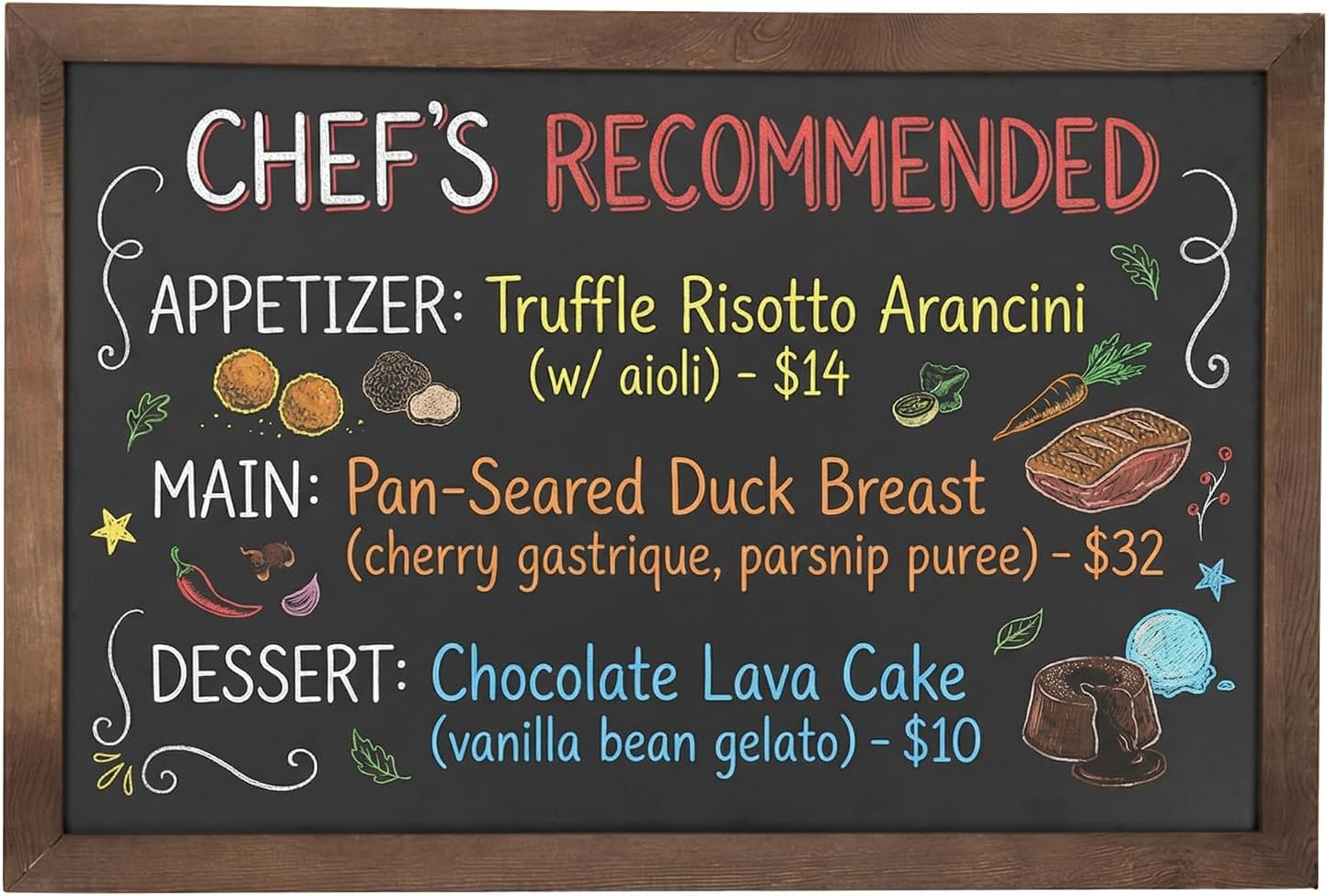 MyGift 35-Inch Rustic Torched Wood Wall Chalkboard Sign - Vertical/Horizontal Mount Erasable Menu Message Board