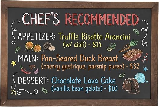MyGift Large Chalkboard Sign with Rustic Brown Wood Frame 36 x 24, Hanging Erasbale Menu Board, Wedding and Event Chalkboard Signage
