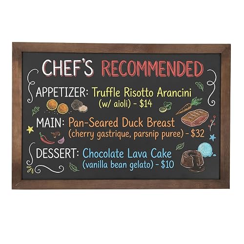 MyGift 35-Inch Wall-Mounted Chalkboard Sign, Vertical/Horizontal Hanging Torched Wood Frame