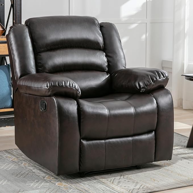 Amazon.com: ANJ Manual Recliner Chair, Breathable Faux Leather ...