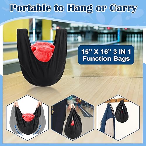 Miniatura 6 de Bolsa de balancín para bolos, paquete de 2, soporte para limpiador de bolos, color negro, 15 x 16 pies