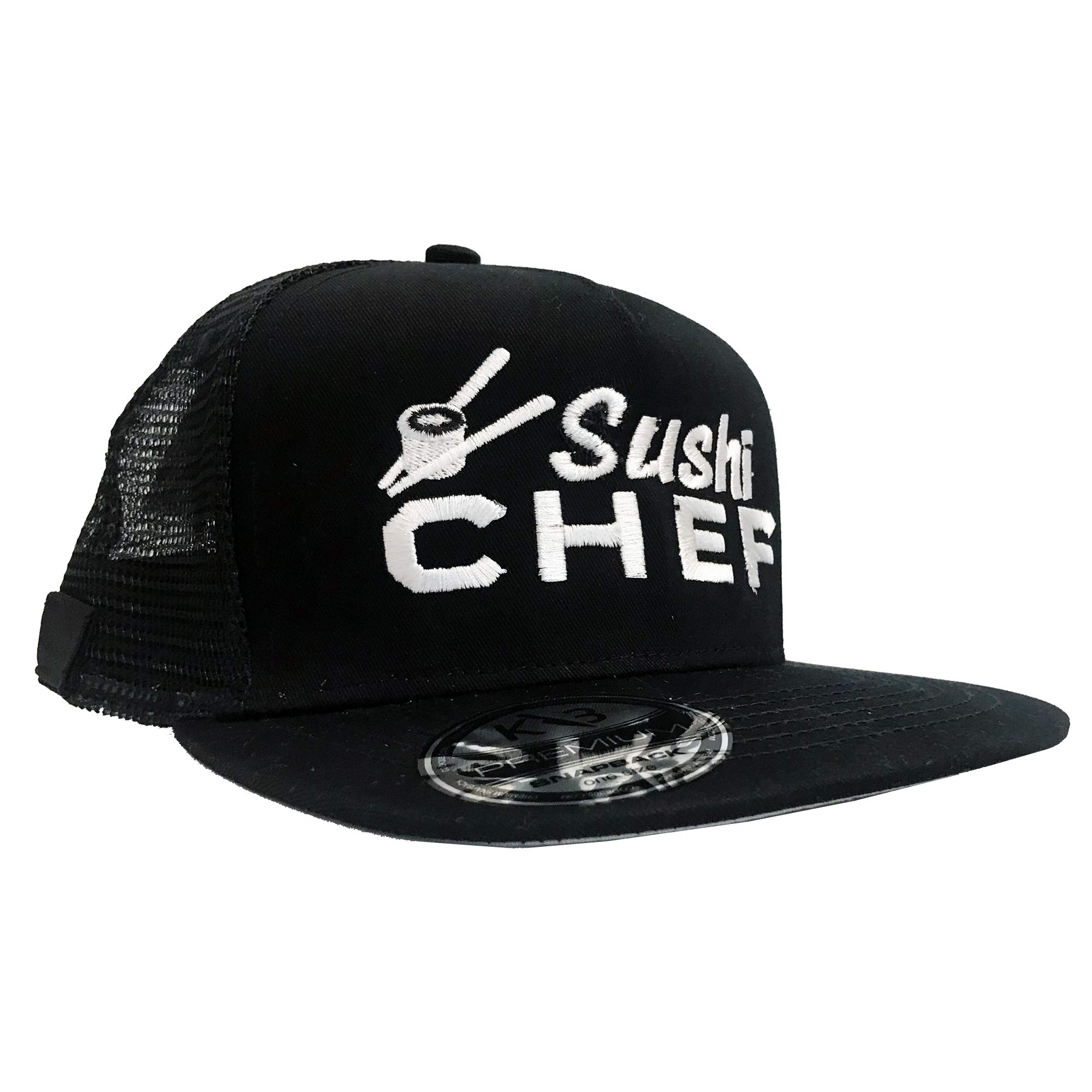 Sushi Chef, Snapback Hats. Adjustable and mesh Back for Great Ventilation. 3D Embroidery and Elastic for Your Marker - Black