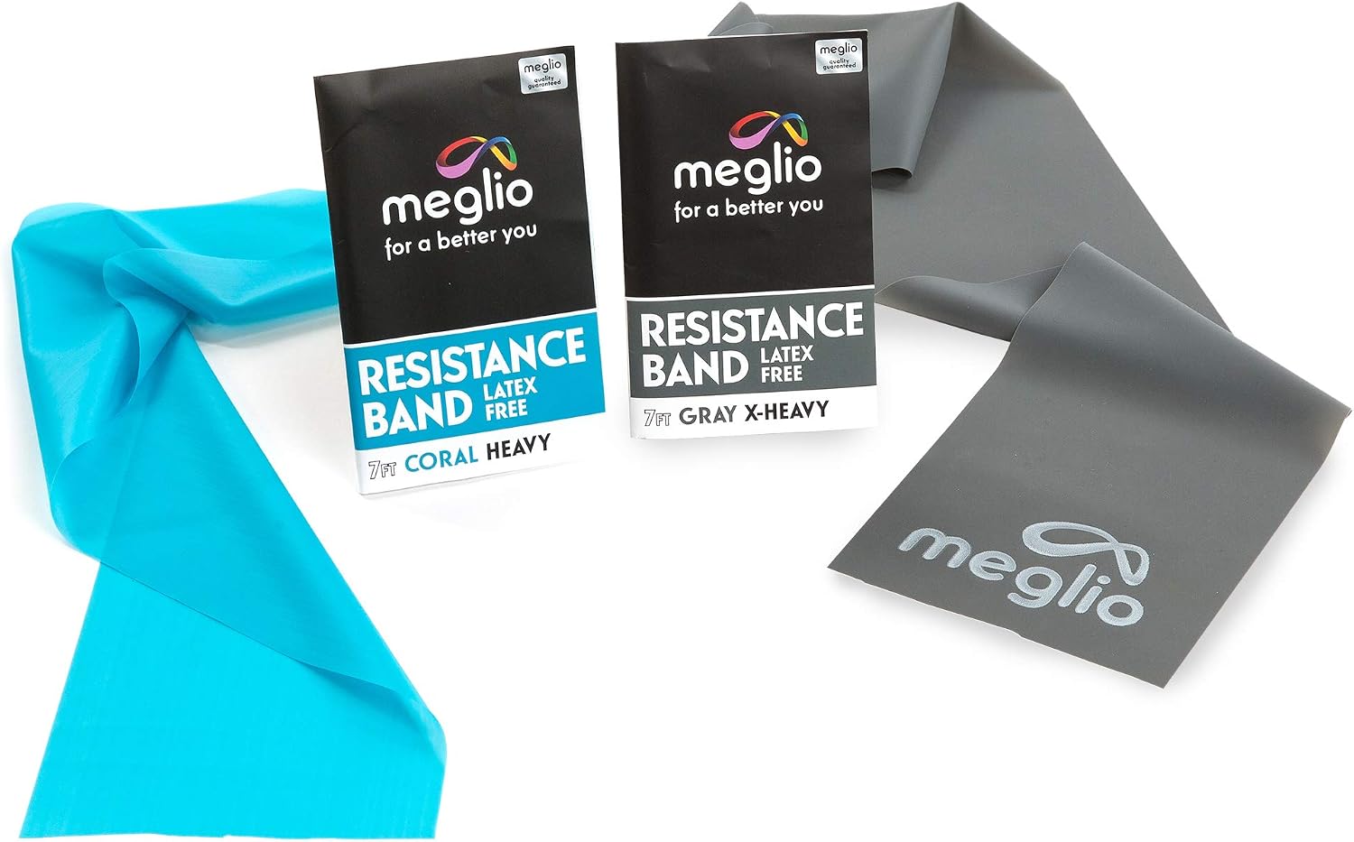 Meglio - Resistance Bands, Exercise Bands, Workout Bands, Latex-Free, Skin Friendly, for Early Stage Rehab, Increase Strength and Muscle Toning, Pilates, Stretching and Home Workouts