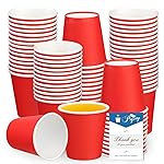 Prgery 100 Pack 3oz Red Paper Cups,Mouthwash Cups, Disposable Bathroom Cups,Small Paper Cups 3oz Ideal for Bathroom,Supermarket,Birthday Party,Picnic and BBQ