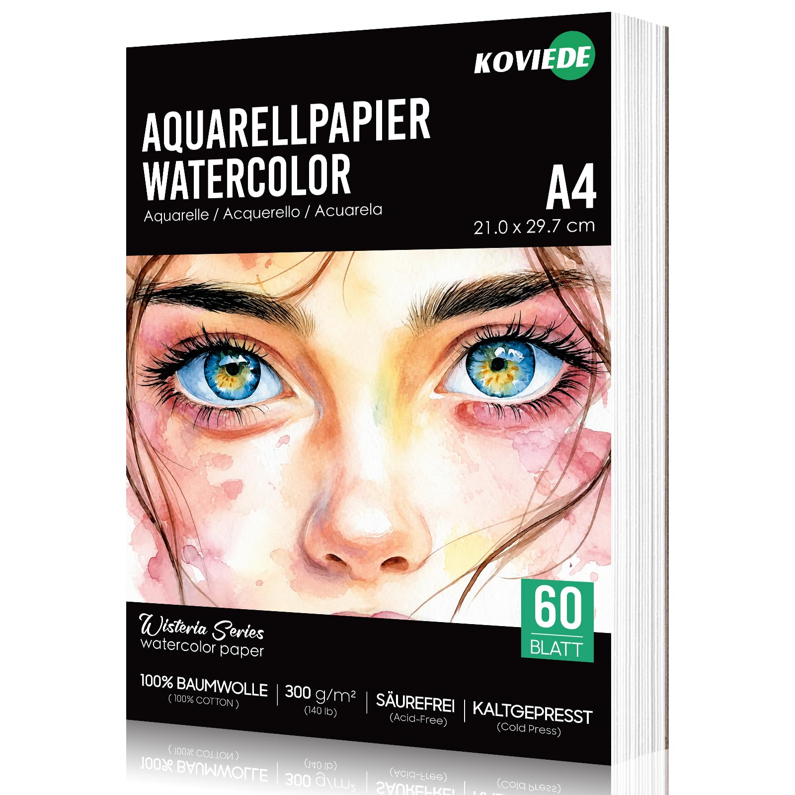 KOVIEDE Aquarellpapier - Cold Press Aquarell Skizzenbuch, säurefreies wichtspapier für Malen, Drucken, Scannen und Basteln