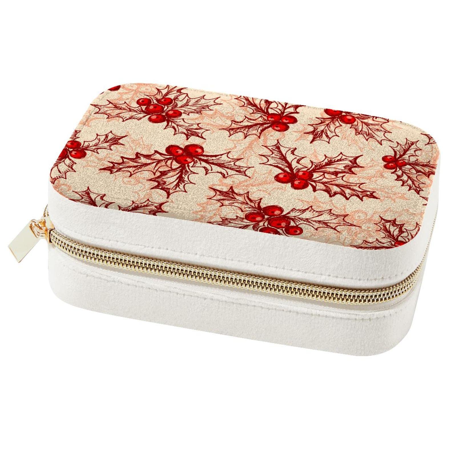 Boîte à bijoux de voyage portable Holly Berry mini coffret de rangement bagues boucles