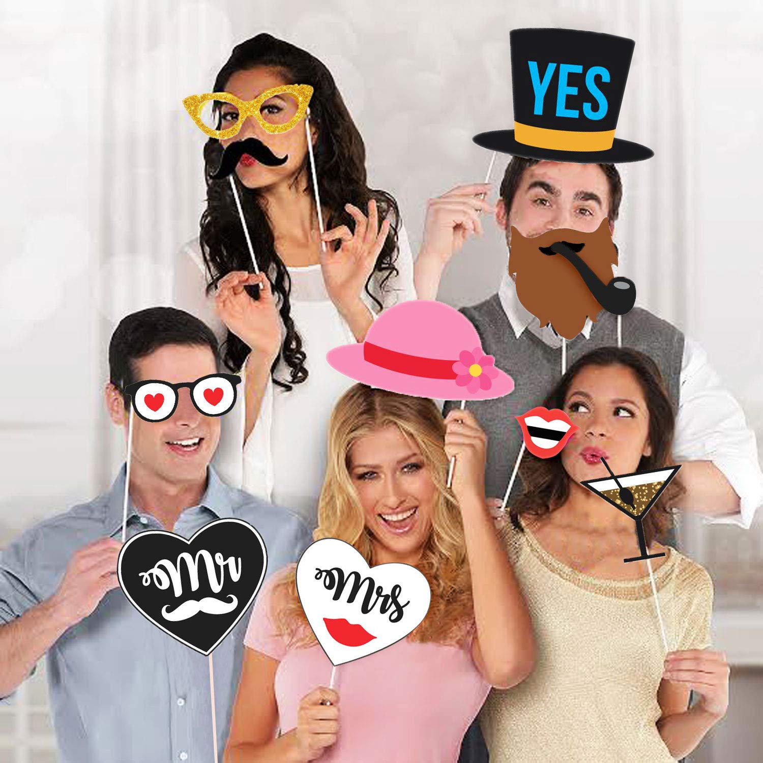 Hochzeit Photo Booth Party Requisiten - (29 Stück) Laser Cut