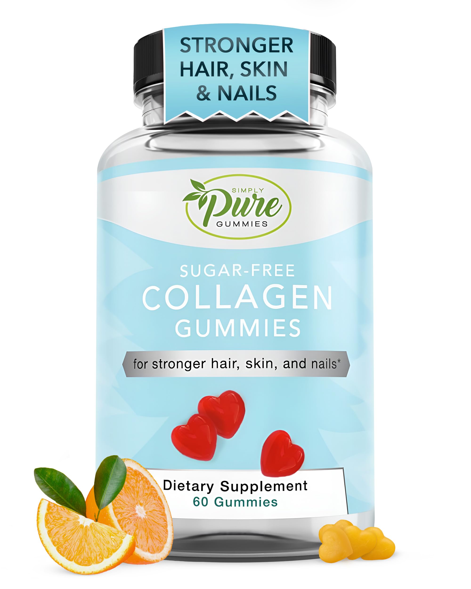 Pure By Nature Collagen Gummies for Women Men Sugar-Free Collagen Gummy for Natural Collagen Production Hair Skin Nails