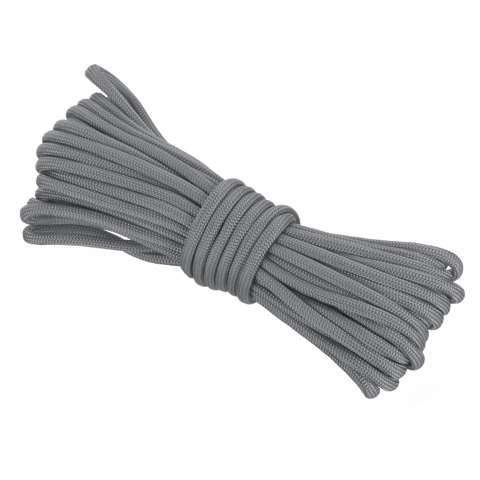 Rebower 550 Paracord Rope 8m, 4mm Thin Paracord Nylon Cord 7-Strand Core [for Tent Camping Outdoor Gear] - Grey