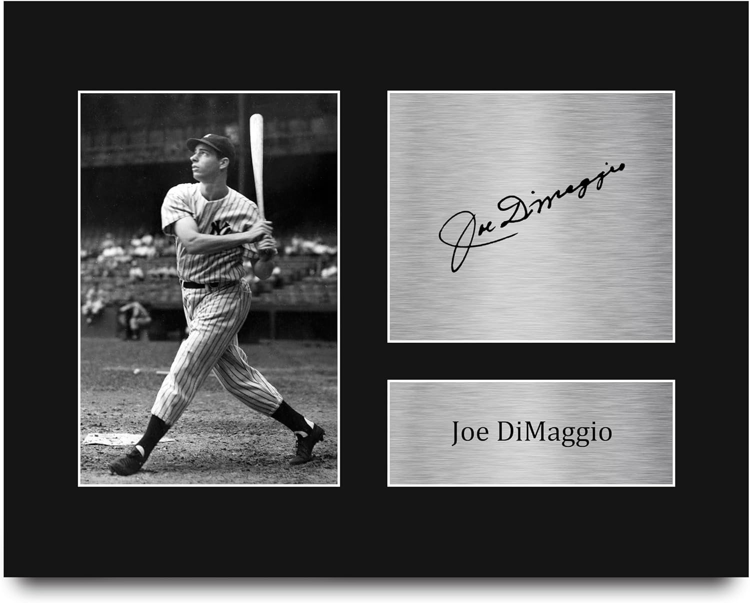 HWC Trading Joe DiMaggio Framed Gifts Printed Signed Autograph Picture for Baseball Memorabilia Fans - US Letter Size