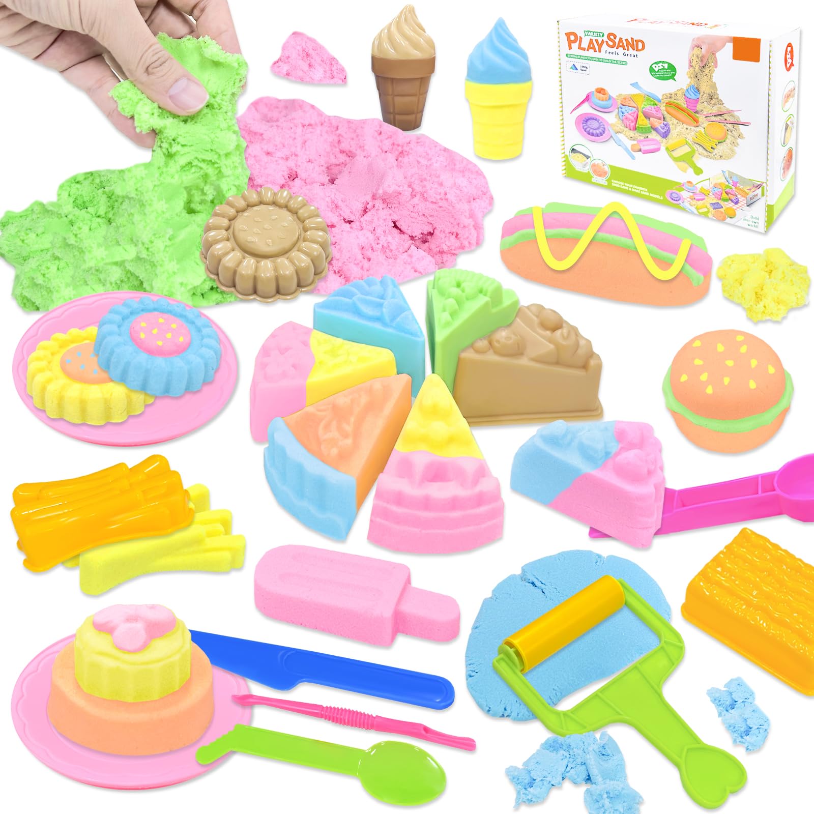 Amazon.co.jp: VBACALA 砂遊び シルキーサンド 35PCS お砂場セット