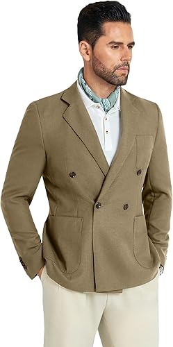 Mens Sport Coat Slim Fit Knit Brown Mens Blazer Jacket Double Breasted Blazer Me