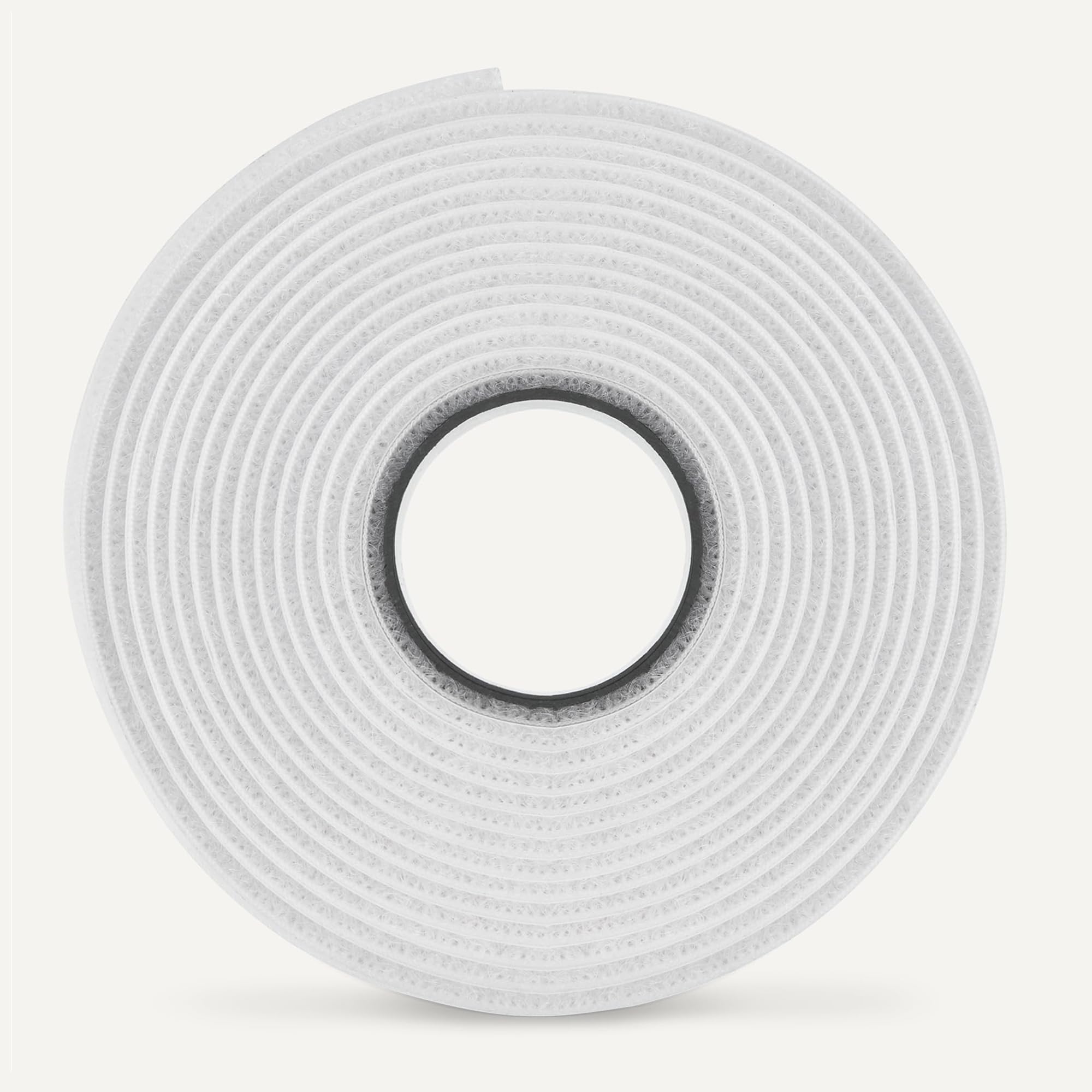 Amazon Basics Cinta de Gancho y Bucle, Dorso Adhesivo, 3m x 1,9cm, Blanca