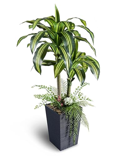 Artificial Plants Indoor, 4FT Tall Fake Tree with Black Tall