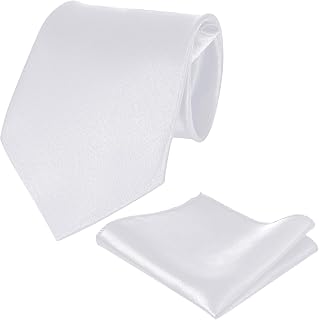Pistha Boys Pre-Tied Tie & Pocket Square Set - Elastic Adjustable Kids Necktie for Ages 4-8, Wedding, School, Graduation, Halloween Costumes
