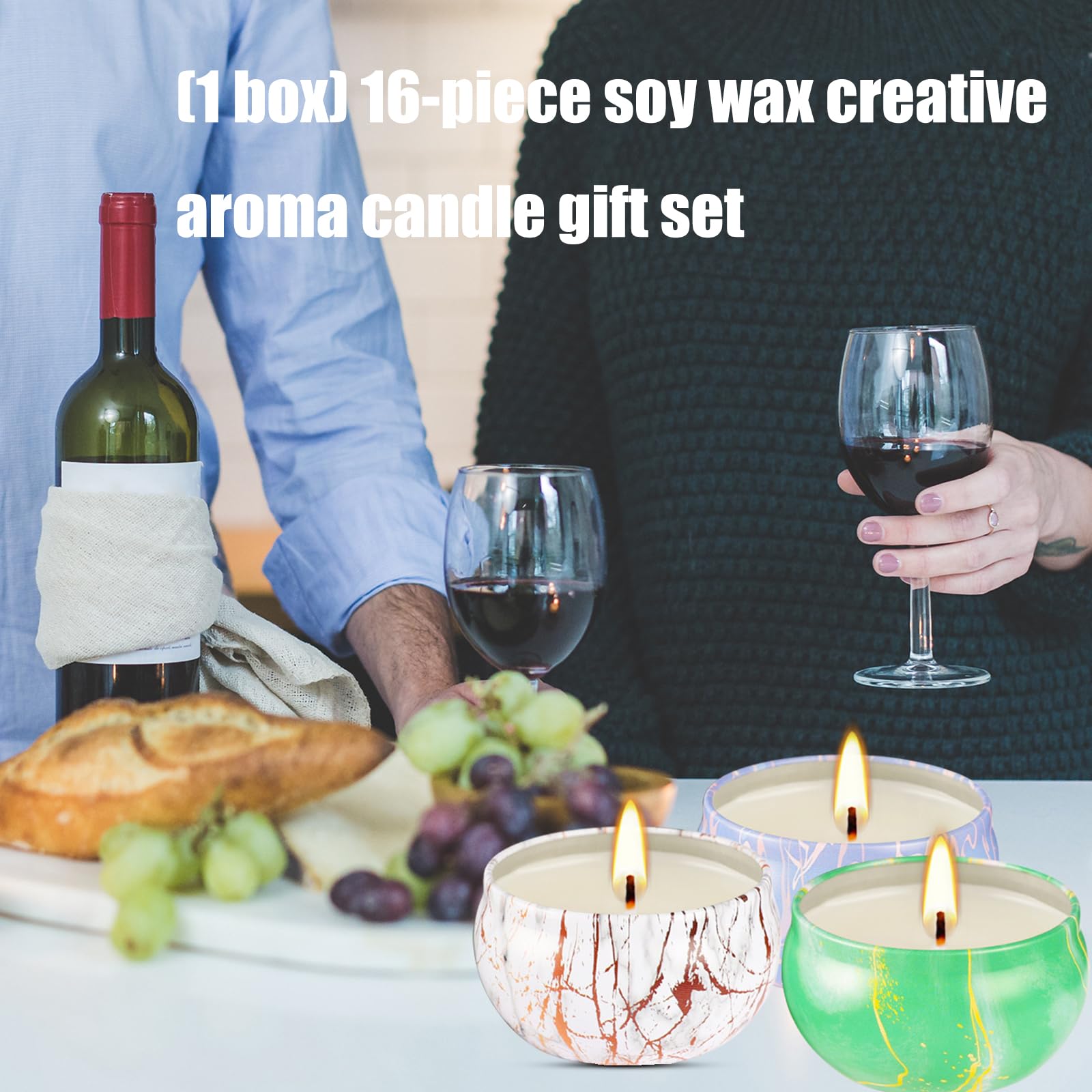 Paquete de 16 velas aromáticas, velas de aromaterapia, ceras de soja, tarro de cristal, velas, regalo de San Valentín, aniversario, calcetines
