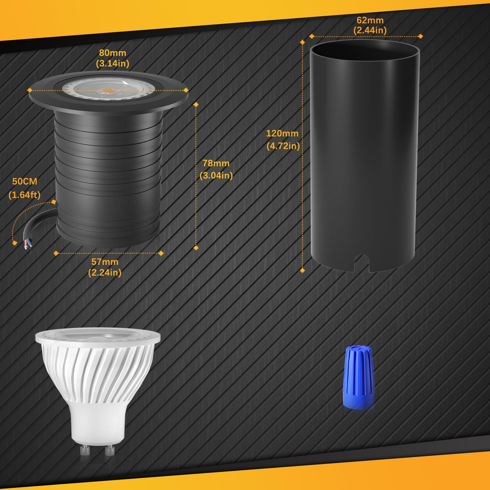 4er Set LED Bodeneinbaustrahler DC12V IP67 Bodenstrahler Bodenbeleuchtung Aussen Rund befahrbar Gartenbeleuchtung Gehwegbeleuchtung - inkl. GU10 LED Lampe 5W warmweiß
