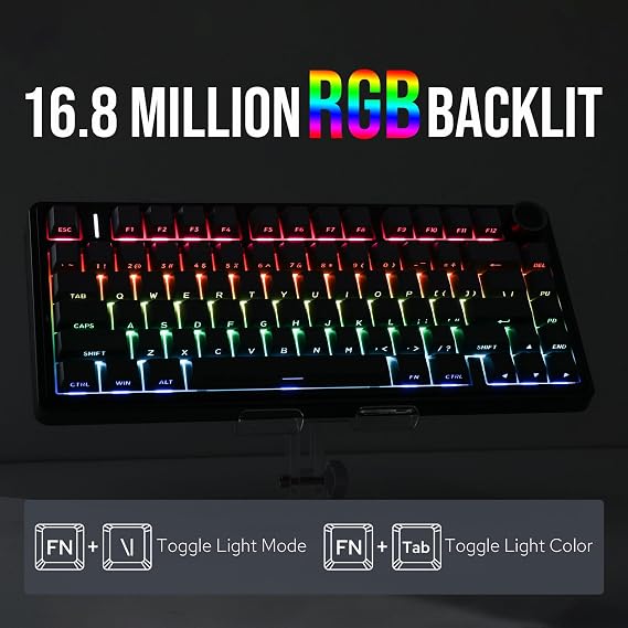 EPOMAKER x Aula F75 Gasket Mechanical Keyboard+Puff Black Mechanical Gaming Keyboard Cable