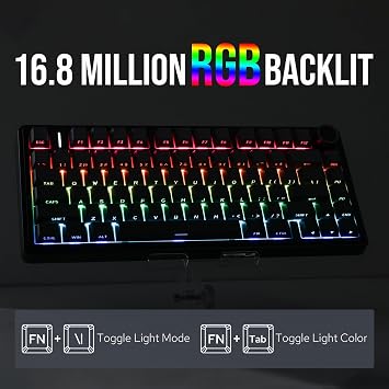 EPOMAKER x Aula F75 Gasket Mechanical Keyboard+Puff Black Mechanical Gaming Keyboard Cable