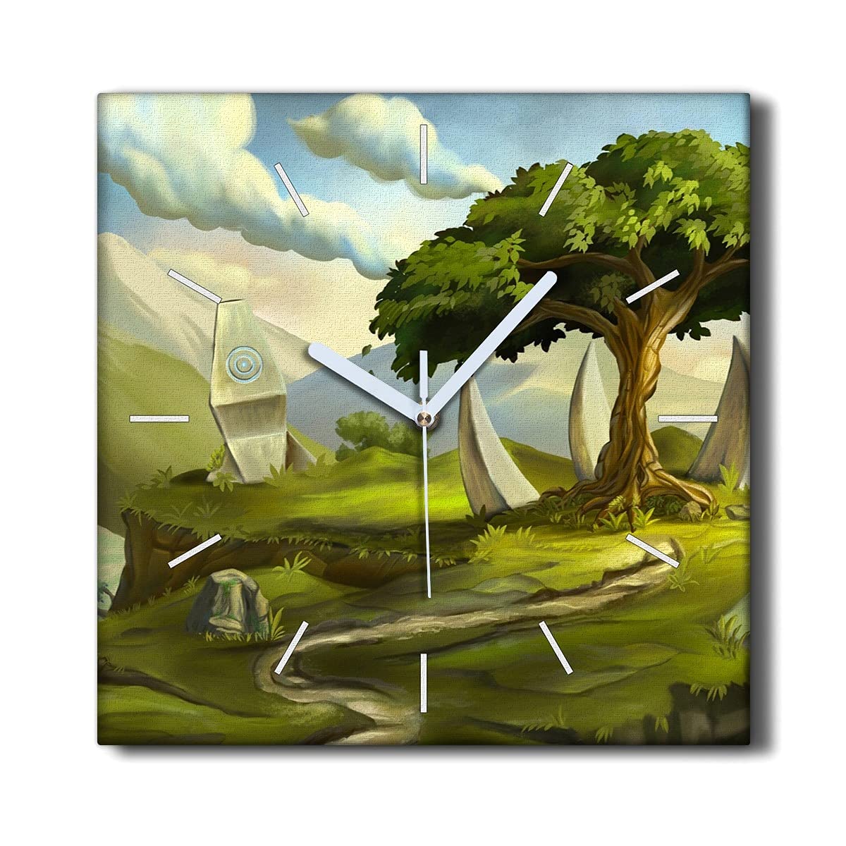 Horloge sur Toile Sans Tic-Tac Coloray 30x30cm - Horloge Murale Toile Salon Pendule Silencieuse